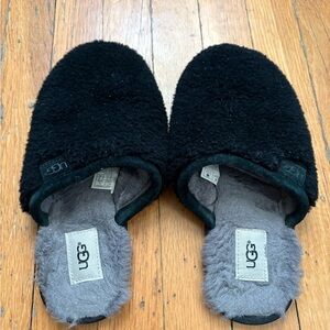 UGG Black Plush Slippers